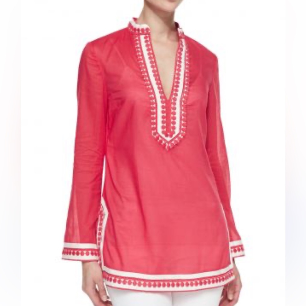 Tory Burch Red Tunic Coverup Top